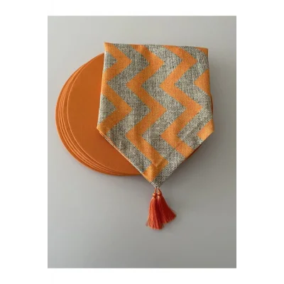 Genel Ürün Hasır Zik Zak Desenli Runner Ve Supla Seti 6 Li Mdf