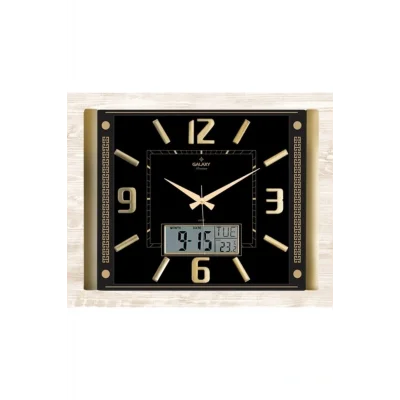 Kol Saati Siyah Dijital Duvar Saati, Gold Premium Kabartma Rakam, Şık ve Modern Tasarım
