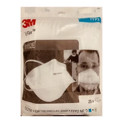 Genel Ürün 9152e Vflex Ffp2 Ventilsiz Maske (25 Adet/1 Orjinal Paket) Yeni Seri