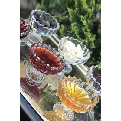 Genel Ürün 6 Lı Kristal Cam-ayaklı Şekerlik/lokumluk/kup-7x9cm Kl296271