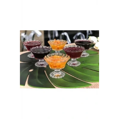 Genel Ürün 6 Adet Ayaklı Cam Şekerlik Reçellik Lokumluk Çerezlik