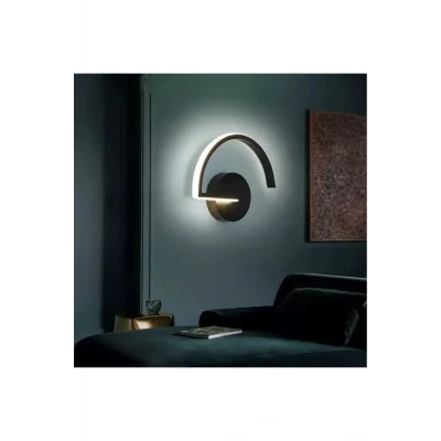 Genel Ürün LEVENT nehir Siyah Mimari Tarz Beyaz Ledli Aplik