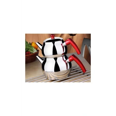 Genel Ürün Paslanmaz Çelik Büyük Boy Küresel Çaydanlık Kırmızı Renkli