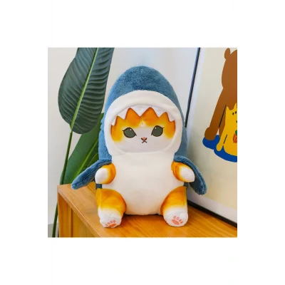 Oyuncak Köpekbalığı kostümlü sevimli kedicik mofusand 25cm peluş oyuncak kedi peluş