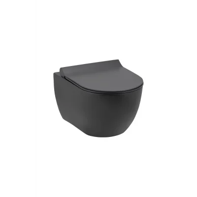 Genel Ürün Hill Rimout Mat Antrasit Asma Klozet A031291k, Yavaş Kapak
