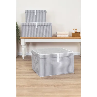 Genel Ürün Kapaklı Çok Amaçlı Çamaşır-saklama-düzenleme Vb.Hurç, Kutu 50x40x30 - Maxi Model Kutu - Gri