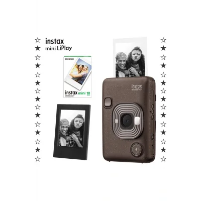 Genel Ürün Instax mini LiPlay Hybrid Deep Bronze Fotoğraf Makinesi-10lu Film ve Çerçeve Hediye Seti