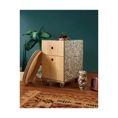 Genel Ürün Zeyy-Modüler 2 Çekmeceli Tekerlekli Keson - Geri Dönüşüm Kompozit Panel (RCP)