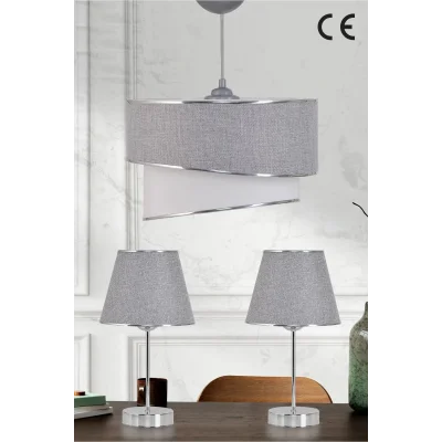 Genel Ürün Kumaş Galaksi Modern Pasta Tekli Ve 2 Li Gold Abajur Seti