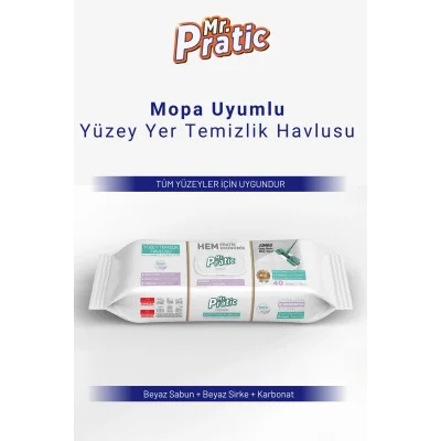 Havlu Premium Mandallı Mop Uyumlu Yer Temizlik Havlusu Beyaz Sabun Kokulu İz Bırakmaz Temizlik 40 Yaprak