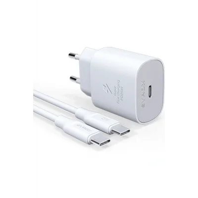 Genel Ürün Pd25b Şarj Aleti 3.0a Pd25w Adaptör ve iki ucu Type-C den Type-c ye kablolu