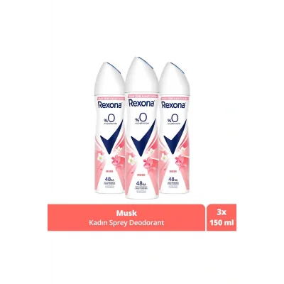 Genel Ürün Kadın Sprey Deodorant Musk %0 Alüminyum 150 ml X3