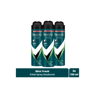 Kol Saati Men Erkek Sprey Deodorant Natural Fresh Mint 72 Saat Kesintisiz Üstün Koruma 150 ml X3