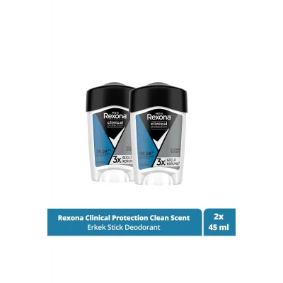 Genel Ürün Men Clinical Protection Erkek Stick Deodorant Clean Scent 3x Güçlü Koruma 45 ml X2