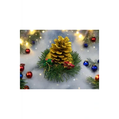 Genel Ürün Yılbaşı Masa Dekorasyonu Masa Süsü Renkli Kozalak Işık Süslü Kozalak 10x10 Cm