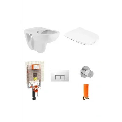 Genel Ürün Petite Kanalsız Rim-Out Asma Klozet + Yavaş Kapanır Kapak + VitrA Gömme Rezervuar