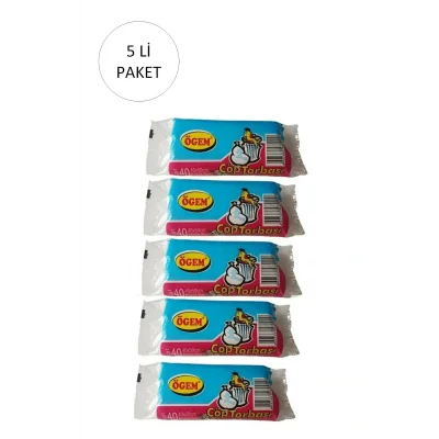 Genel Ürün Küçük Boy Çöp Torbası 40 x 50 cm 40 Lı Rulo x 5 Paket = 200 Adet (Şeffaf)
