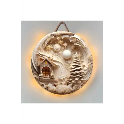 Genel Ürün Led Işıklı Yılbaşı Kapı Süsü Mutlu Yıllar Ahşap Yeni Koleksiyon