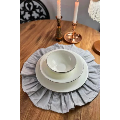 Genel Ürün Kamiz Fırfırlı Gri Amerikan Servisi Yuvarlak 6lı 40x40