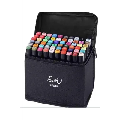 Genel Ürün Çift Taraflı Uçlu Marker Keçeli Kalem Seti 60lı Çantalı Markör