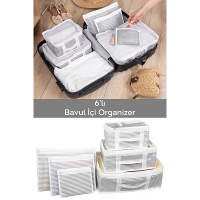 Genel Ürün 6lı Valiz Düzenleyici Set -  Bavul İçi Organizer Çok Amaçlı Organizer Set Seyahat Hurcu
