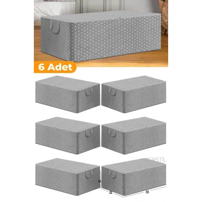 Genel Ürün 6 Adet - Gri Benekli Büyük Boy Baza Altı Ve Çekyat Tipi Hurç 65 x 45 x 22 cm