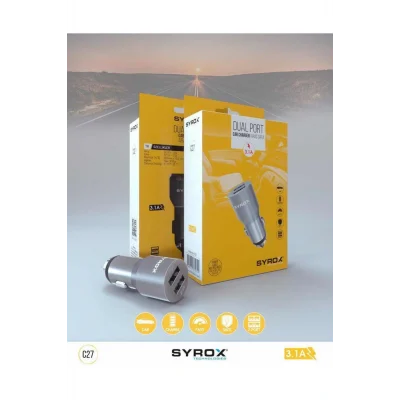 Genel Ürün C27 Metal Uçlu Oto ( Araç ) Şarj Adaptörü Çift Girişli 3.1 Amper