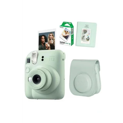 Genel Ürün Instax Mini 12 Yeşil Fotoğraf Makinesi 10lu Film Ve Pvc Albümlü Çantalı Set 2-fotsı00197-fb-set2