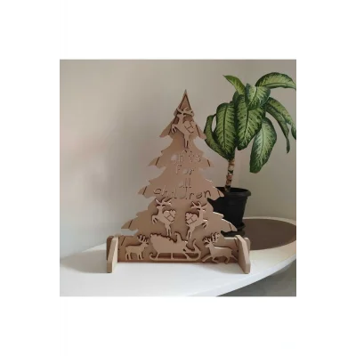 Genel Ürün Ahşap Yılbaşı Christmas Noel Agaci Boyasiz