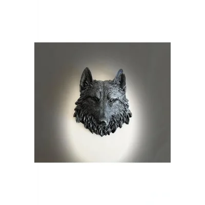 Biblo Dekoratif Obje Biblo Kurt Başı Kafası duvara asılan Heykel 21 x 20 cm