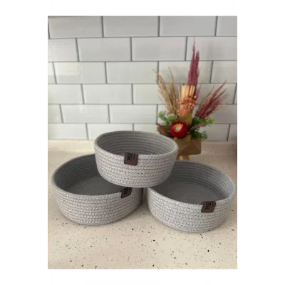 Genel Ürün El Işi 3lü Jüt Hasır Sepet Seti - Çok Amaçlı Organizer - Banyo, Mutfak Ve Bahçe Aksesuarı