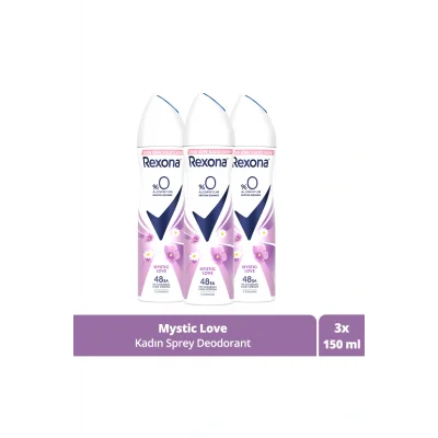 Kol Saati Kadın Sprey Deodorant Mystic Love %0 Alüminyum 48 Saat Ter Kokusuna Karşı Koruma 150 ml X3