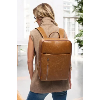 Genel Ürün Organizer Premium Deri 16 inç Crazy Taba Sırt Laptop Çantası