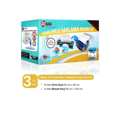 Genel Ürün 3lü Vakumlu Hurç Seti - 4 (2 ORTA 1 BÜYÜK BOY) Vakumlu Torba, Vakumlu Poşet