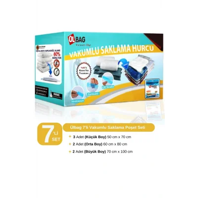 Genel Ürün 7li Vakumlu Poşet Seti (3 L 2 XL 2 JUMBO) Vakumlu Torba, Vakumlu Hurç