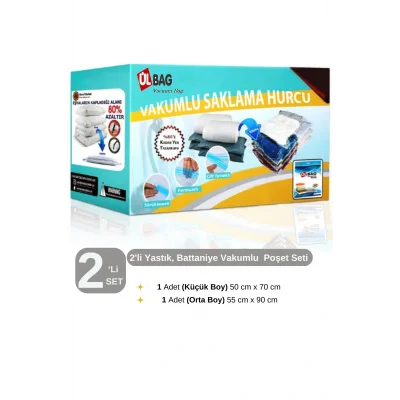 Genel Ürün 2li Vakumlu Poşet Seti - 7 (2 ORTA) Vakumlu Torba, Vakumlu Hurç (ELBİSE HURCU)