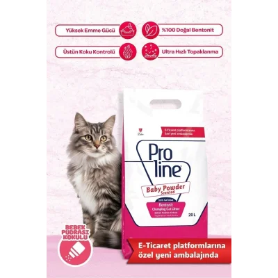Genel Ürün Bebek Pudrası Kokulu Bentonit Kedi Kumu 20 Lt