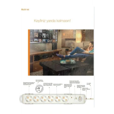 Genel Ürün Multilet Şok ( Akım ) Korumalı Grup Priz Altılı Anahtarlı 1.5 Mt.