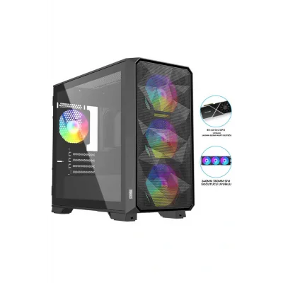 Genel Ürün Diamond 4x ARGB Fan USB 3.0 600W 80+ Plus Mesh Tempered Glass mATX Oyuncu Bilgisayar Kasası