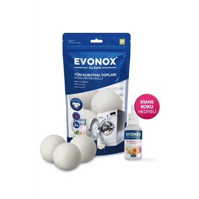 Genel Ürün Clean 3 Adet Çamaşır Yün Keçe Kurutma Topu + 30ml Esans Koku Hediye - Doğal ve Çevre Dostu
