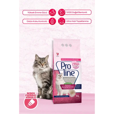 Genel Ürün Bebek Pudrası Kokulu Bentonit Kedi Kumu 5 Lt