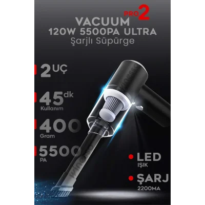 Genel Ürün Mini Vakumlu Type C Şarjlı Araç Süpürgesi El Süpürgesi Şarjlı Çok Fonksiyonlu 5500 Pa