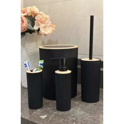 Genel Ürün Banyo Seti, 4lü, Yuvarlak, Siyah