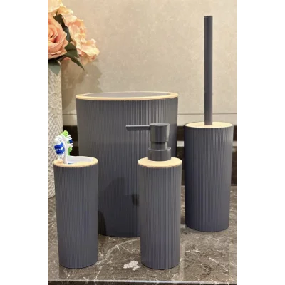 Genel Ürün Banyo Seti 4lü, Yuvarlak, Antrasit