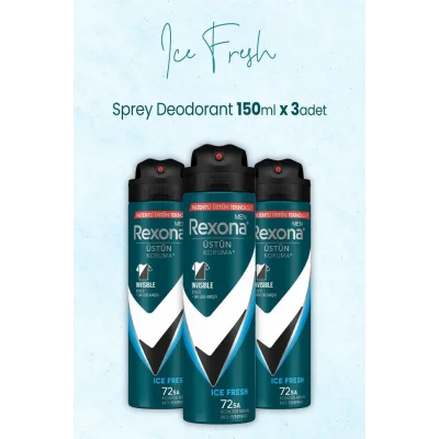 Genel Ürün Men Invisible Ice Fresh Erkek Sprey Deodorant 3 X 150 ml