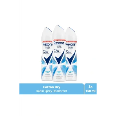 Kol Saati Kadın Sprey Deodorant Cotton Dry 72 Saat Kesintisiz Üstün Koruma 150 Mlx3