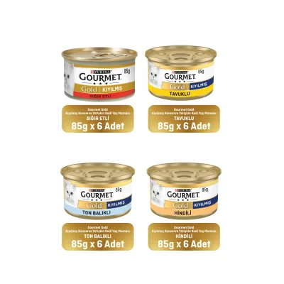 Genel Ürün Karışık Kıyılmış Konserve Yetişkin Kedi Yaş Maması 24 X 85 gr