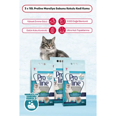 Genel Ürün Marsilya Sabunu Kokulu Kedi Kumu 10 Lt X 3 Adet