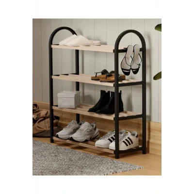 Genel Ürün Etraders Siyah Ahşap Çubuklu Masif Ayakkabılık Kontef