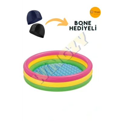 Genel Ürün Renkli 3 Boğumlu Bebek Havuzu 86x25 cm, Hediye BONE ile keyifli serinleme